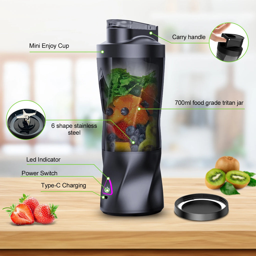 BlendGo Portable Blender 700ML — USB Rechargeable
